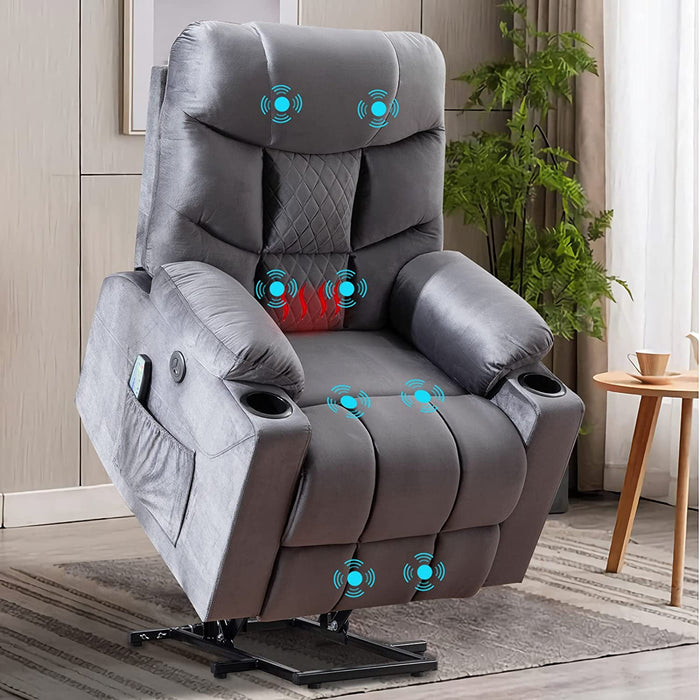 Velvet Power Lift Recliner with Heat & Massage