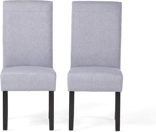 Set of 2 Pertica Fabric Dining Chairs, Light Grey Wood