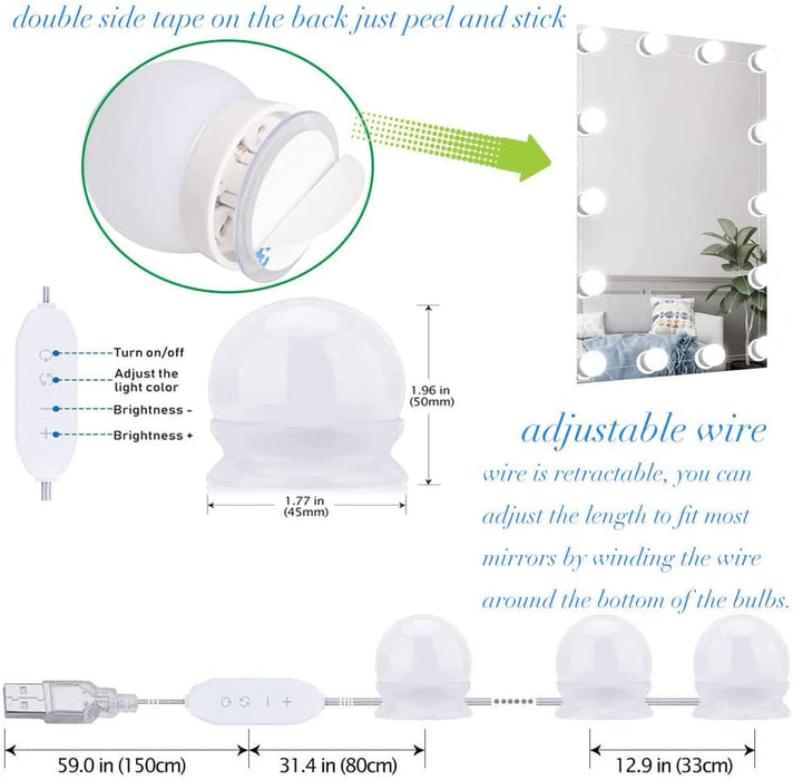 Vanity Desk Set with Lighted Mirror and USB