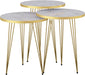 Set of 3 Marble Gold Legs End Table