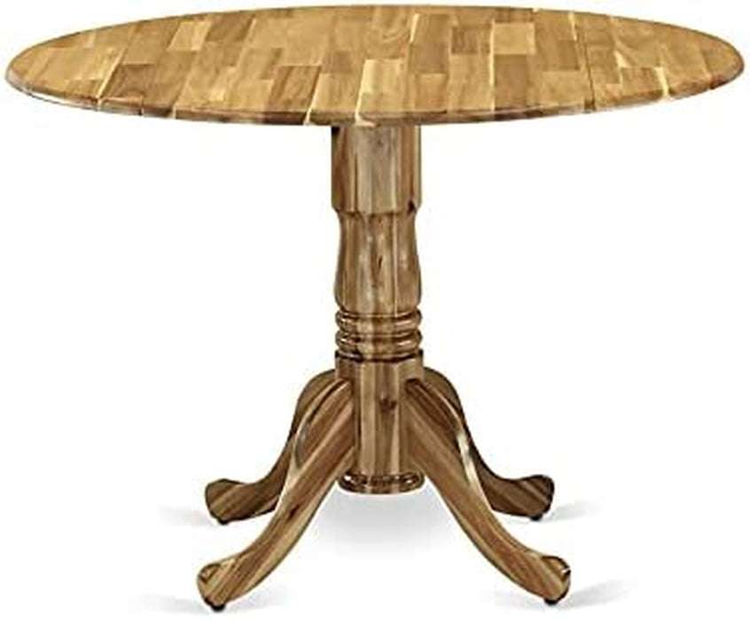 Wooden Dining Room Table with round Tabletop, Natural Finish