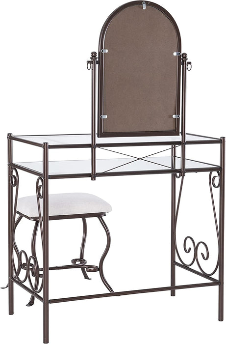 Dark Metal Vanity Table Set