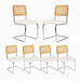 Mid Century Modern Velvet Rattan Dining Chairs Set of 6, Beige