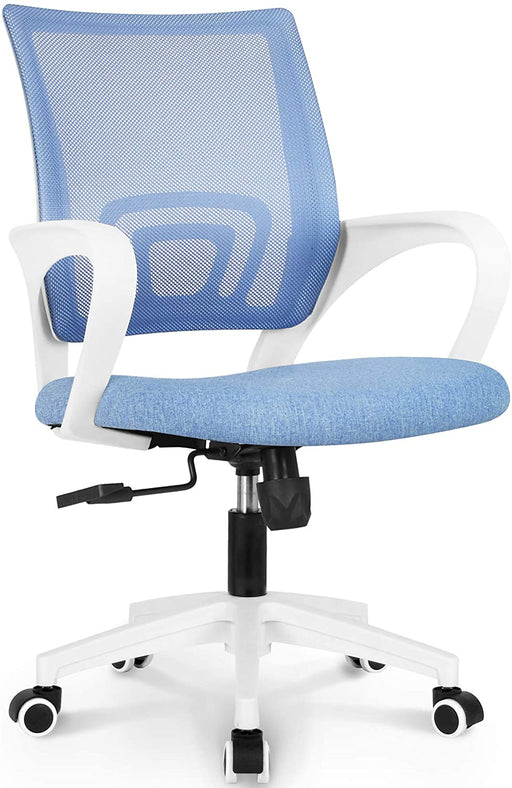 Ergonomic Blue Mesh Office Chair with Wheels
