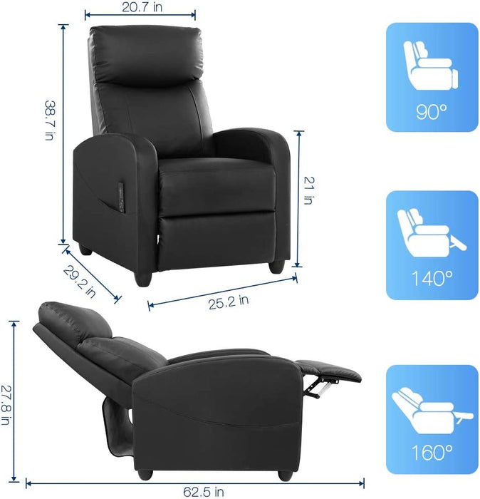 Black PU Leather Massage Recliner Chair