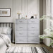 Light Grey Tall Dresser with 8 Fabric Drawers