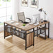 Rustic Industrial L-Shaped Office Desk with Shelves