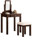 Transitional Vanity Set with Mirror, Stool (Espresso)