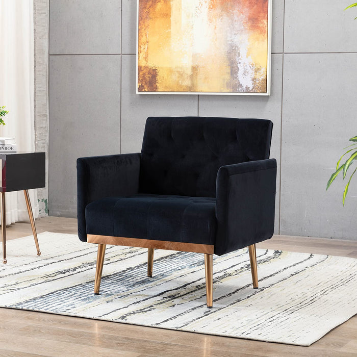 Modern Black Velvet Accent Chair with Arms