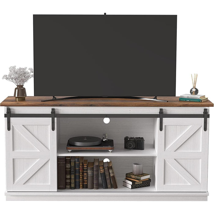 65-Inch Farmhouse TV Stand with Sliding Barn Doors