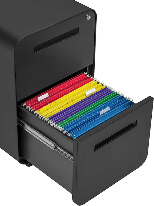 Modern Black Mobile File Cabinet for Commercial Use