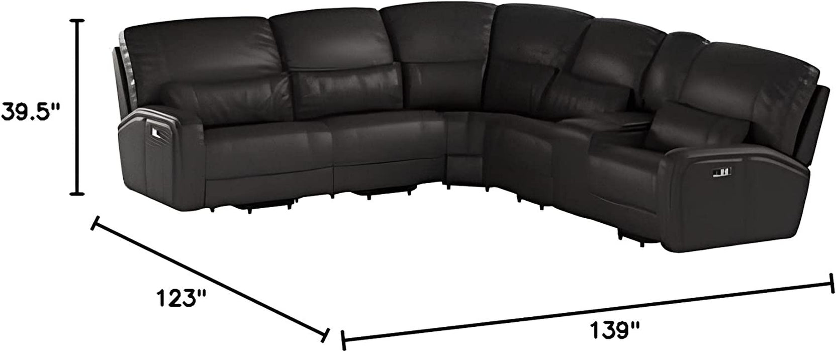 Gray Power Motion Sectional with USB Dock