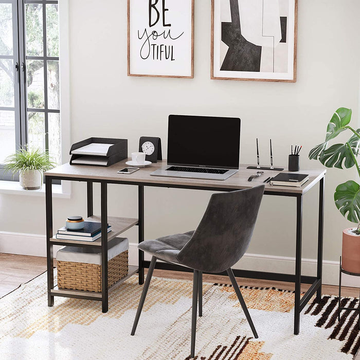 55-Inch Industrial Home Office Desk with Shelves