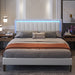 King Faux Leather Upholstered Platform Bed Frame with LED Lights