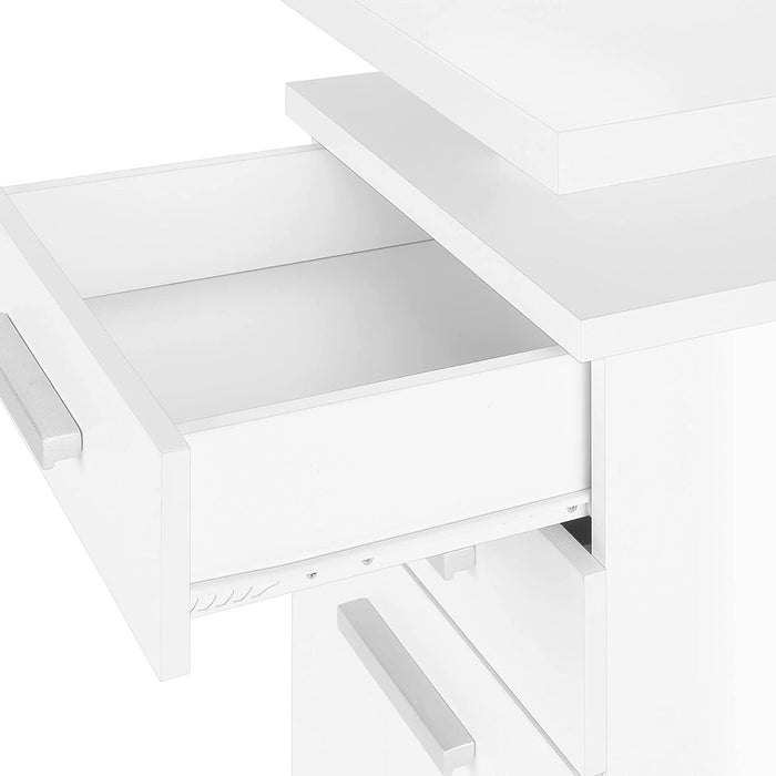 Modern White Laminate Computer Desk with Drawers