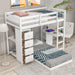 Twin Loft Bed with Desk and Storage Drawers, White