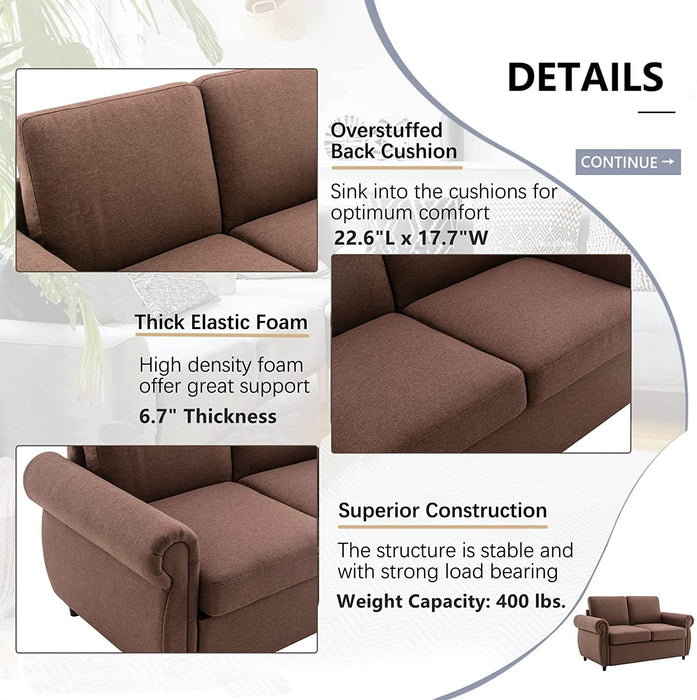 Convertible Loveseat with Pull-Out Mattress (S1-Brown)