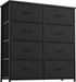 Tall Black Steel and Wood 8-Drawer Dresser