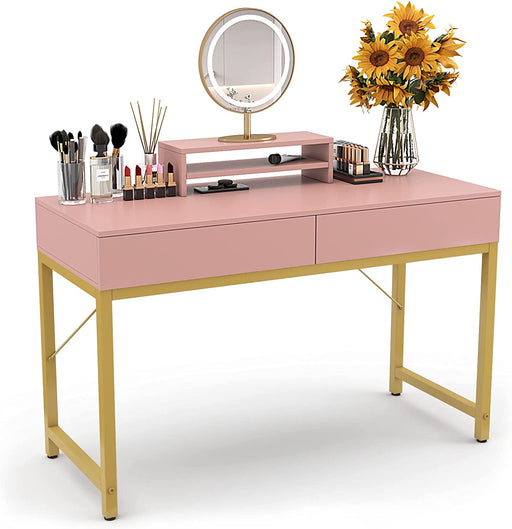 Pink Wooden Home Office Makeup Desk