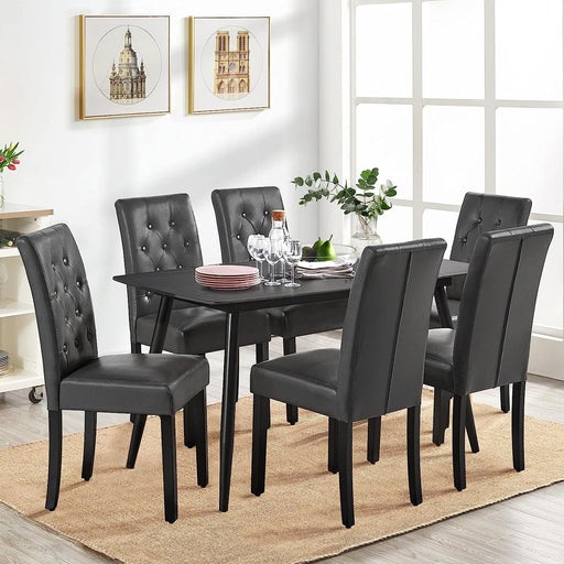 Classic Style PU Leather Cushioned Dining Chairs (Set of 6, Gray)