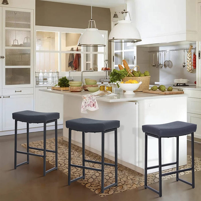 Set of 2 Backless Saddle Seat Barstools