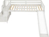 Twin Loft Bed with Slide and Stairs, White