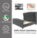 Velvet Queen Platform Bed Frame, Wingback Headboard