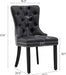 Black and Dark Grey Velvet Dining Chairs Set of 6 with Nailhead Trim and Pull Ring