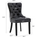 Black and Dark Grey Velvet Dining Chairs Set of 6 with Nailhead Trim and Pull Ring