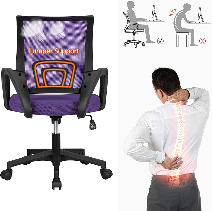 Ergonomic Purple Office Chair with Lumbar Support