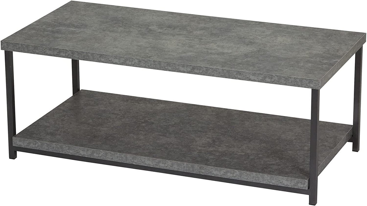 Coffee Table with Storage Shelf Faux Concrete