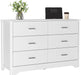 6 Drawer Dresser with Metal Handles, White