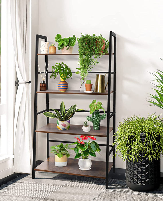 4-Tier Industrial Bookshelf for Home Organization