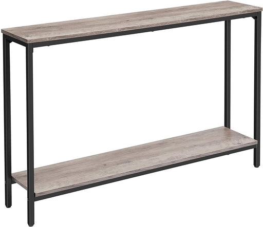 Industrial Console Table with Shelf, Greige/Black Accent