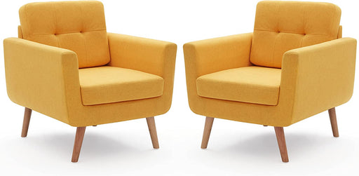 Yellow Mid-Century Accent Chairs Set of 2