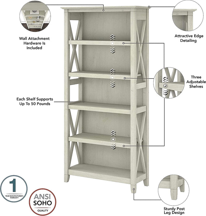 Linen White Oak Bookcase Set by Bush Furniture