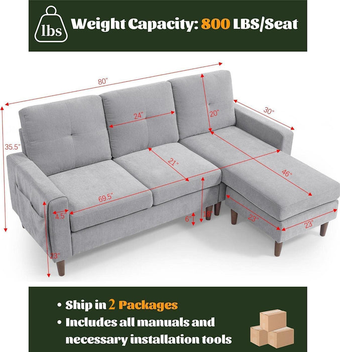 Modern Chenille L-Shaped Sofa Couch