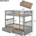 Grey Twin Bunk Bed with Storage, Drawers, and Safety Rail