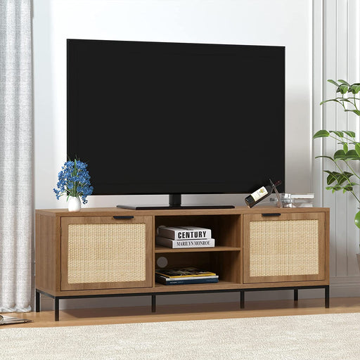 Rustic Rattan TV Stand for 65 Inch TV