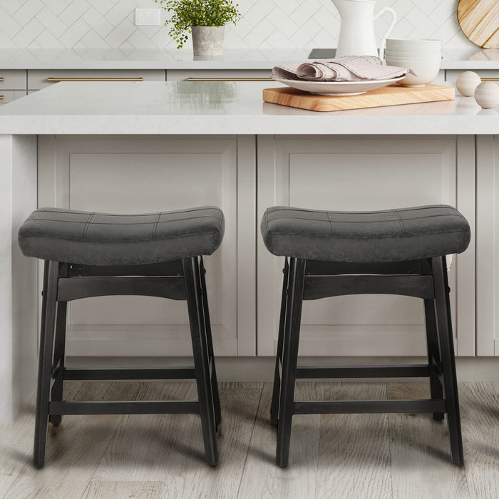 Solid Wood Counter Height Barstools, Set of 2