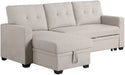 Beige Reversible Sleeper Sofa with Storage Chaise