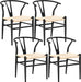 Set of 4 Black Hemp Seat Mid-Century Metal Dining Chairs