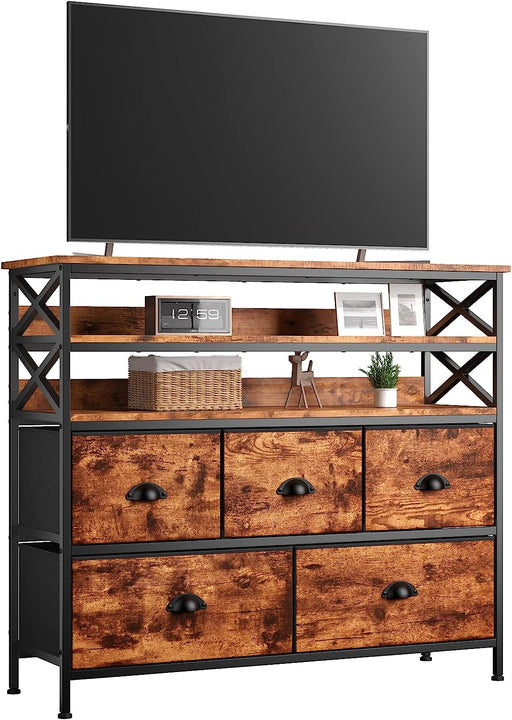 Rustic TV Stand with Storage Drawers