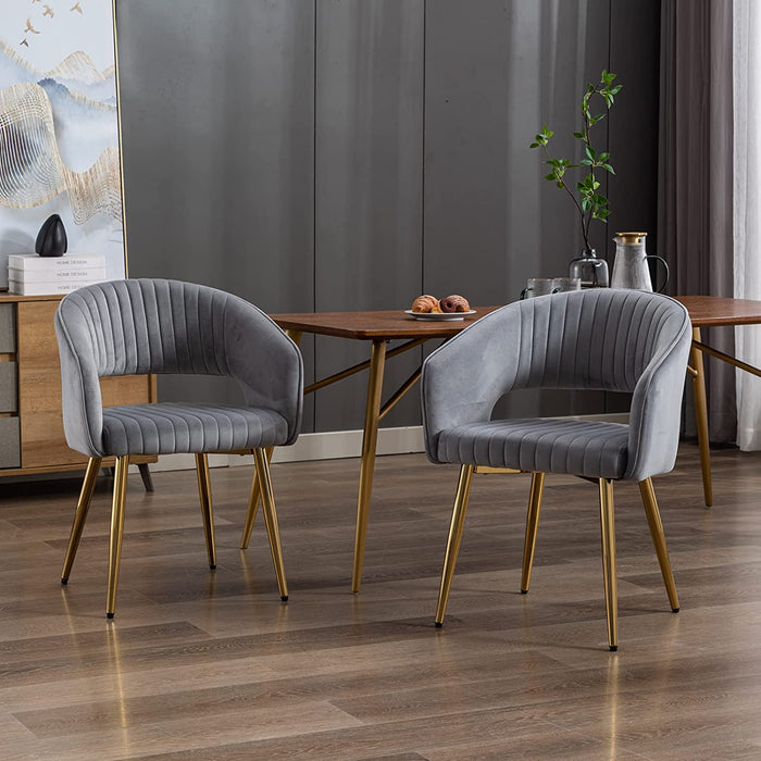 Grey Gold Dining Chairs Set of 6, Velvet