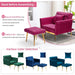 Velvet Accent Chair with Adjustable Armrests, Fuchsia