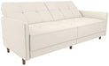 Mid Century Modern White Faux Leather Sofa Bed