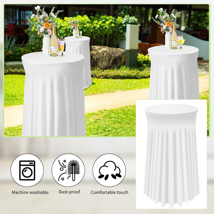 4 Pack Spandex Cocktail Tablecloths (White, 32 X 43″)