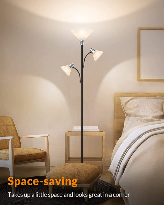 Bright Black LED Floor Lamp with Adjustable Reading Light