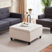 Beige Tufted Ottoman with Storage for Living Room
