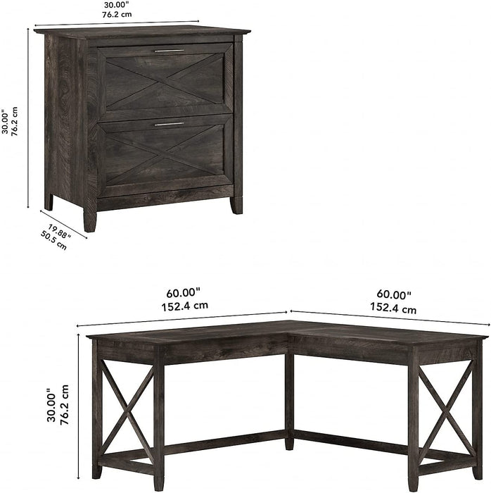 Key West L Shaped Desk with Mobile File Cabinet